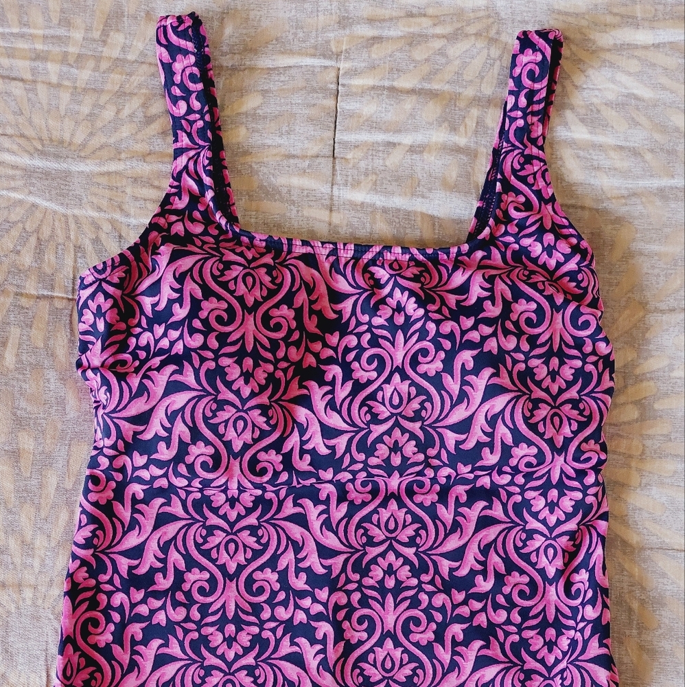 Lands' End Pink and Blue One Piece Swimsuit  size 12. - Picture 4 of 14